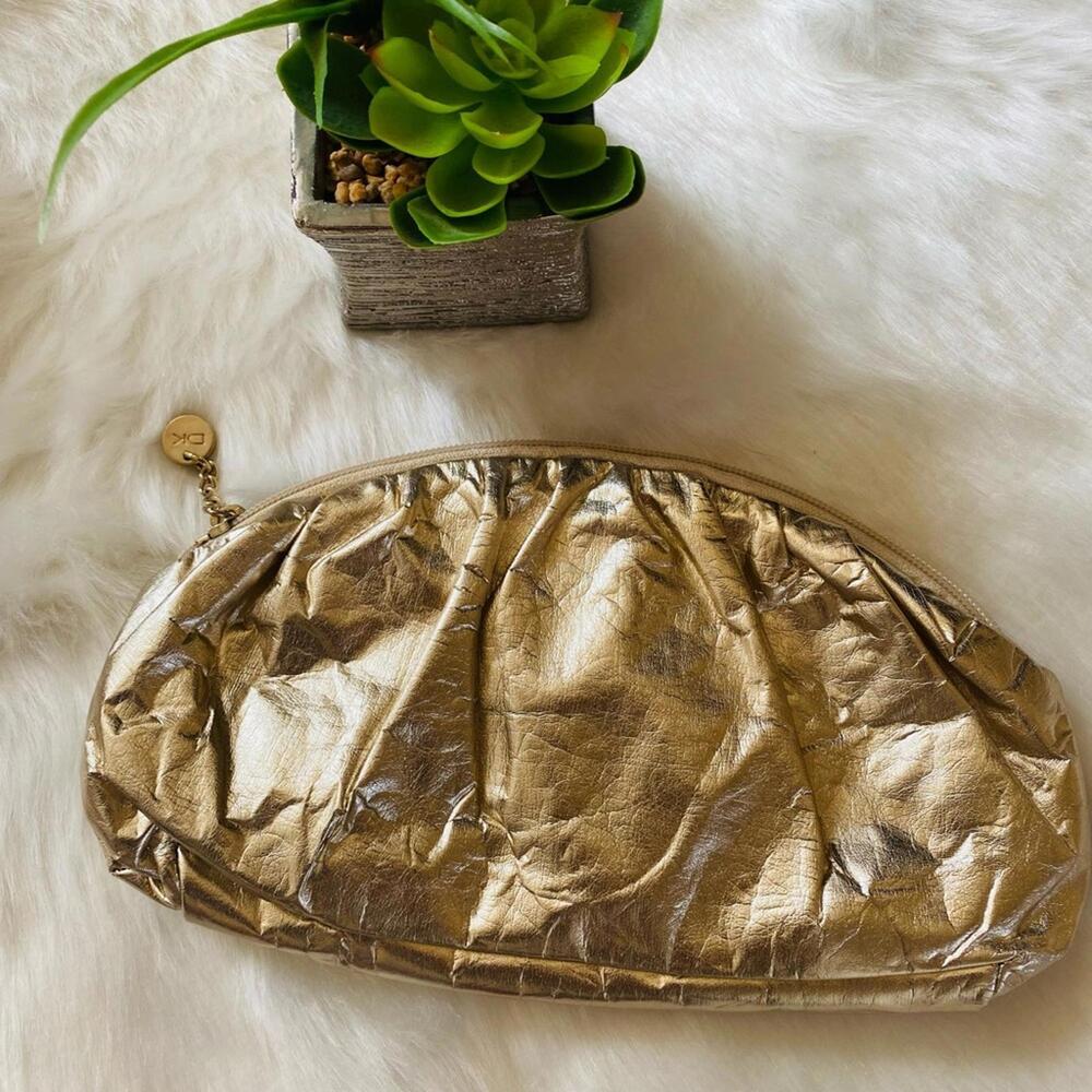 Donna Karan Gold Metallic Cosmetic Bag